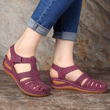 Load image into Gallery viewer, Women Hollow Out Breathable Wedges Thick Sole Buckle Sandals
