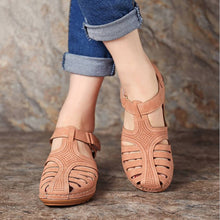 Load image into Gallery viewer, Women Hollow Out Breathable Wedges Thick Sole Buckle Sandals
