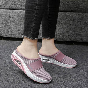 Sursell Women Daily Fly Knit Fabric Summer Air Cushion Mule Slippers