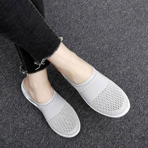 Sursell Women Daily Fly Knit Fabric Summer Air Cushion Mule Slippers